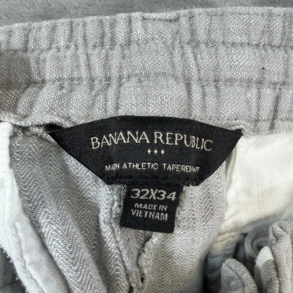 Banana Republic Mason Athletic Tapered Linen Pants Men's Size 32x34 Gray